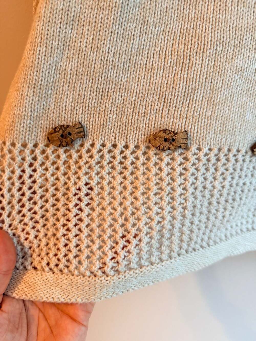 Christopher & Banks Size M Hand Embroidered Cat Sweater with Fish Buttons - Picture 3 of 10
